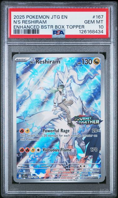PSA 10 JOURNEY TOGETHER #167 N'S RESHIRAM ENHANCED BSTR BOX TOPPER