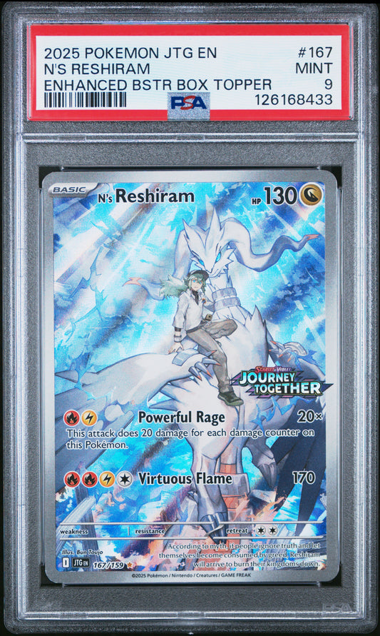 PSA 9 JOURNEY TOGETHER #167 N'S RESHIRAM ENHANCED BSTR BOX TOPPER
