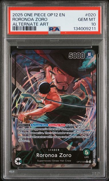 PSA 10 - ONE PIECE OP12-LEGACY OF THE MASTER #020 RORONOA ZORO AA