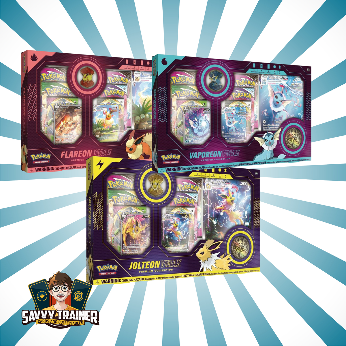 Eeveelutions Vmax Premium Collection Set (Flareon, Jolteon, Vaporeon)