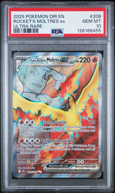 PSA 10 DESTINED RIVALS #208 ROCKET'S MOLTRES ex ULTRA RARE