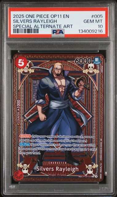 PSA 10 - ONE PIECE OP11-A FIST OF DIVINE SPEED #005 SILVERS RAYLEIGH SP AA