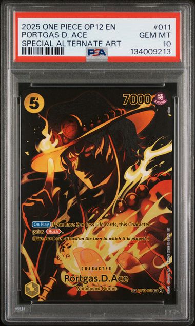 PSA 10 - ONE PIECE OP12-LEGACY OF THE MASTER #011 PORTGAS D. ACE SP AA