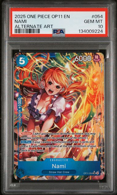 PSA 10 - ONE PIECE OP11-A FIST OF DIVINE SPEED #054 NAMI AA