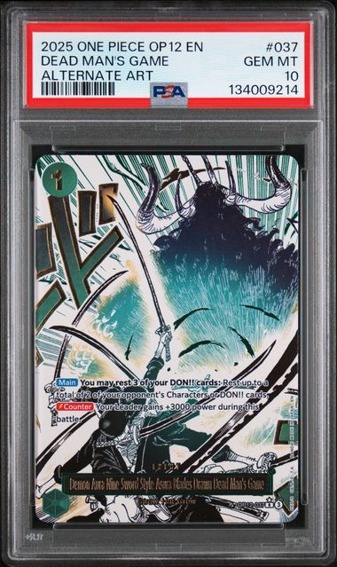 PSA 10 - ONE PIECE OP12-LEGACY OF THE MASTER #037 DEAD MAN'S GAME AA