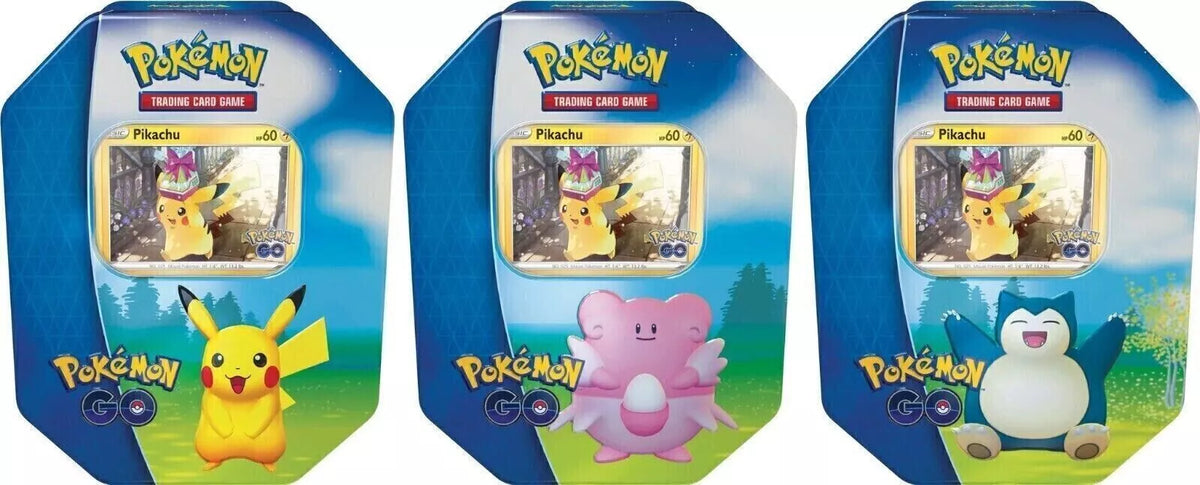 Pokémon GO Gift Tins Set of 3 Tins Pikachu, Snorlax & Blissey NEW