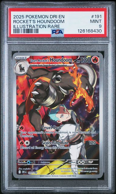 PSA 9 2025 POKEMON DRI EN-DESTINED RIVALS #191 TEAM ROCKET'S HOUNDOOM