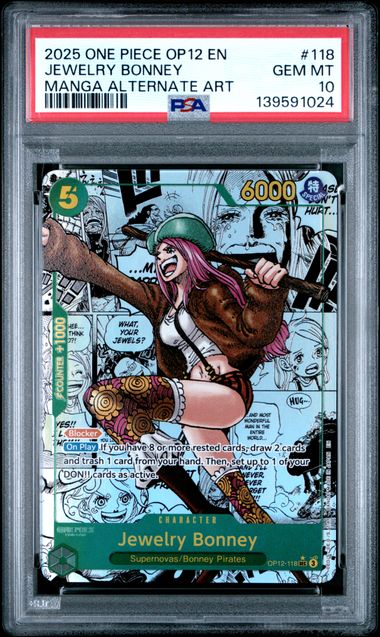 PSA 10 ONE PIECE OP12 #118 JEWELRY BONNEY MANGA ALTERNATE ART