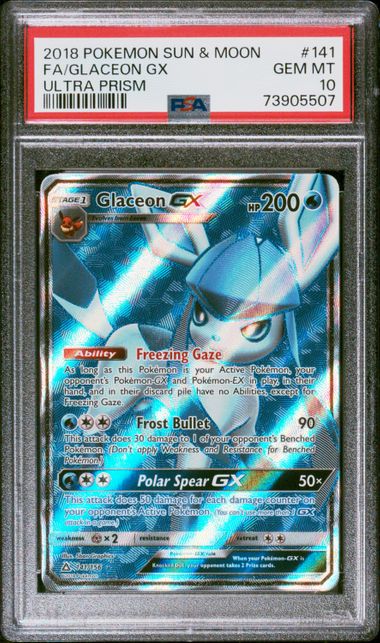 PSA 10 - 2018 POKEMON SUN & MOON ULTRA PRISM #141 FA/GLACEON GX