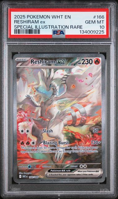 PSA 10 - POKEMON WHITE FLARE #166 RESHIRAM ex SIR